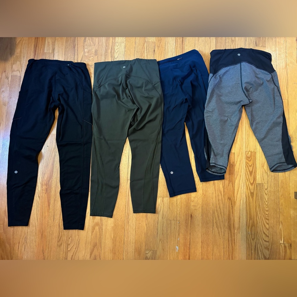 Lululemon leggings bundle of 4 in Black, Gray, Navy Blue and Green